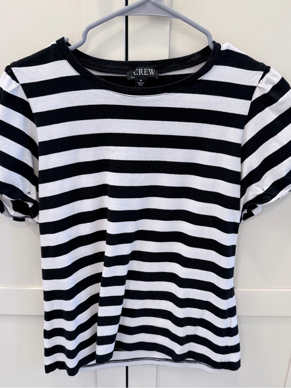 J. Crew Black and White Striped Crewneck Tee
